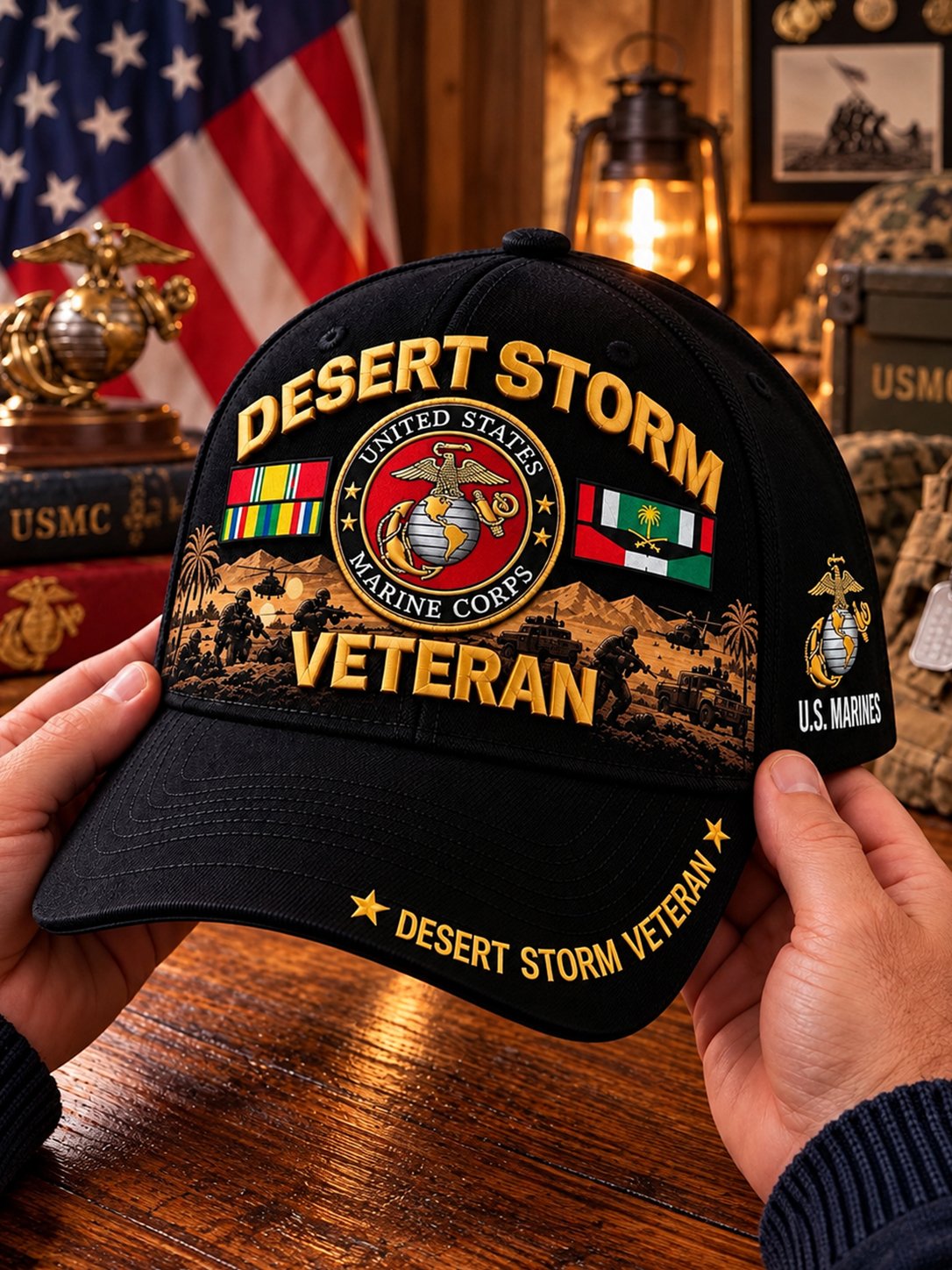 Unisex Vintage Veteran Art Printed Hat