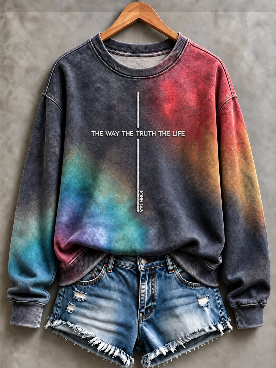 Women's Casual "Faith" Cross-Print Sweatshirt