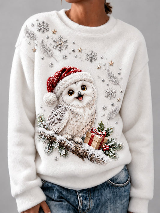 Women's Christmas Animal Print Flannel Sweatshirt