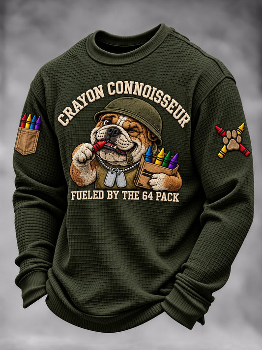 Men's Vintage Crayon Eaters Art Printed Waffle-Knit T-Shirt