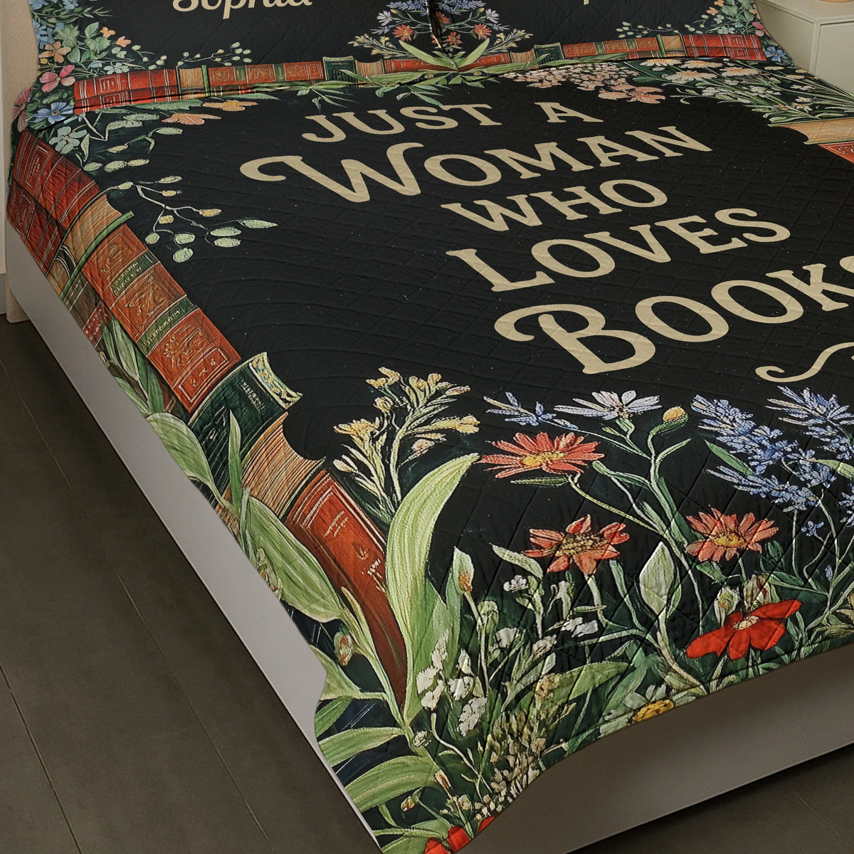 Just A Woman Who Loves Books - Book Lovers Bedding Decor - Custom Quilt Set