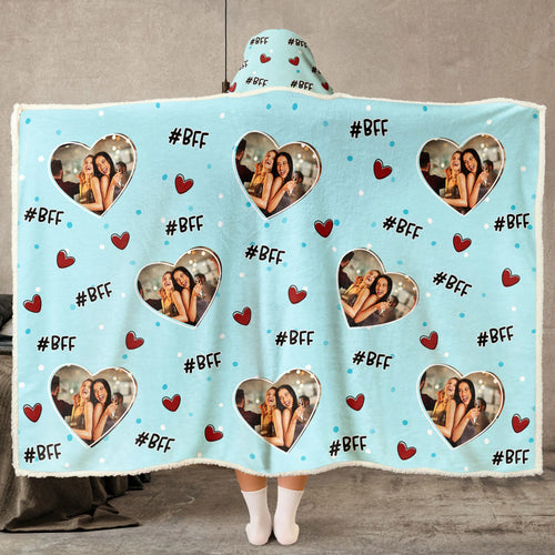 Best Friends Gift Custom Photo - Personalized Photo Wearable Blanket Hoodie