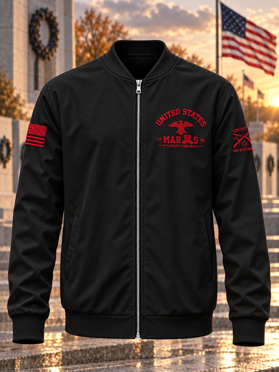 Men's Veterans Day Print Zip-Up Jacket