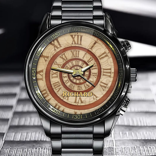Rustic Roman Numerals Spiral Watch - Add Your Name for a Timeless Keepsake