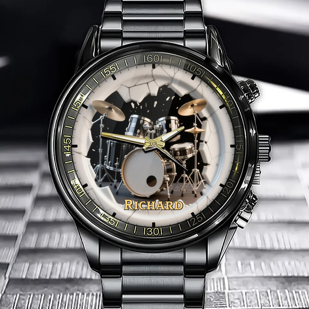 Personalized Drum Lover's Watch - A Musical Keepsake with Your Name