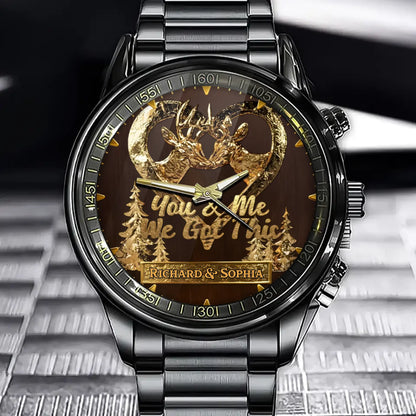Personalized Christmas Golden Deer Heart Watch - Showcasing Your Uniqueness