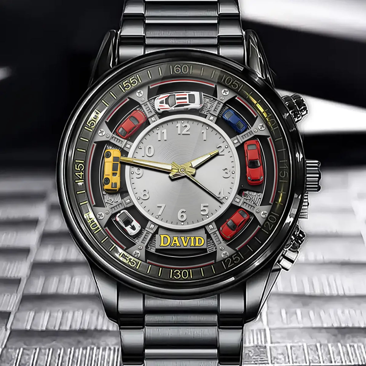 Personalized Car Lover Watch - Parking Garage & Auto Design with Custom Name