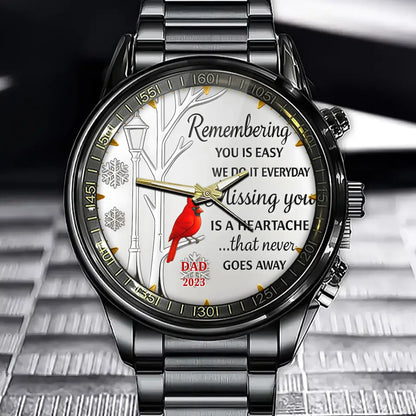 Personalized "Missing You Is A Heartache" Watch - Winter Themed Memorial Dial with Custom Name And Year Option