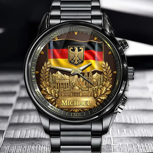 Personalized Germany Spirit Watch – Custom Name Edition with Artistic National Motifs