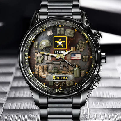 Custom Military-Themed Personalized Watch With Adjustable Branch Design