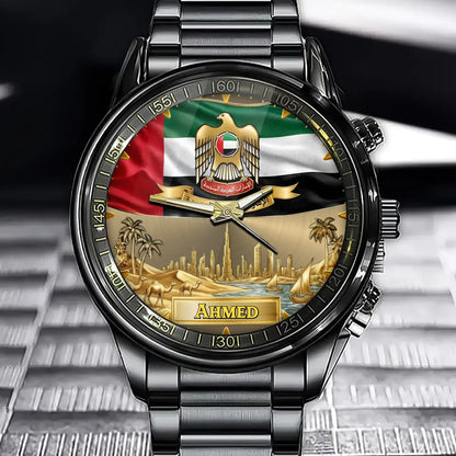 Personalized UAE Coat Of Arms Watch - Custom Engraving For National Pride