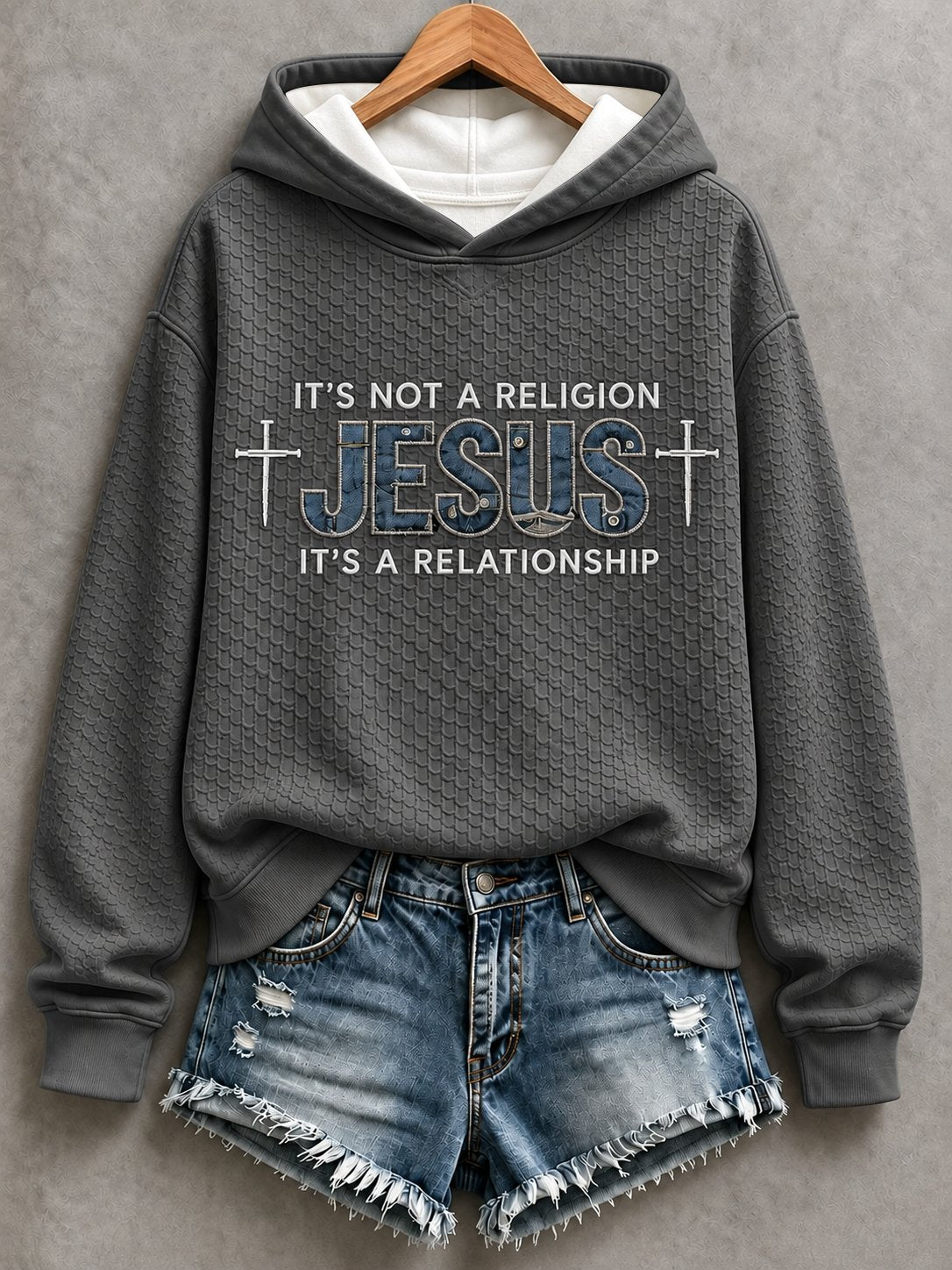 Women's Casual "Faith" Cross-Print Sweatshirt