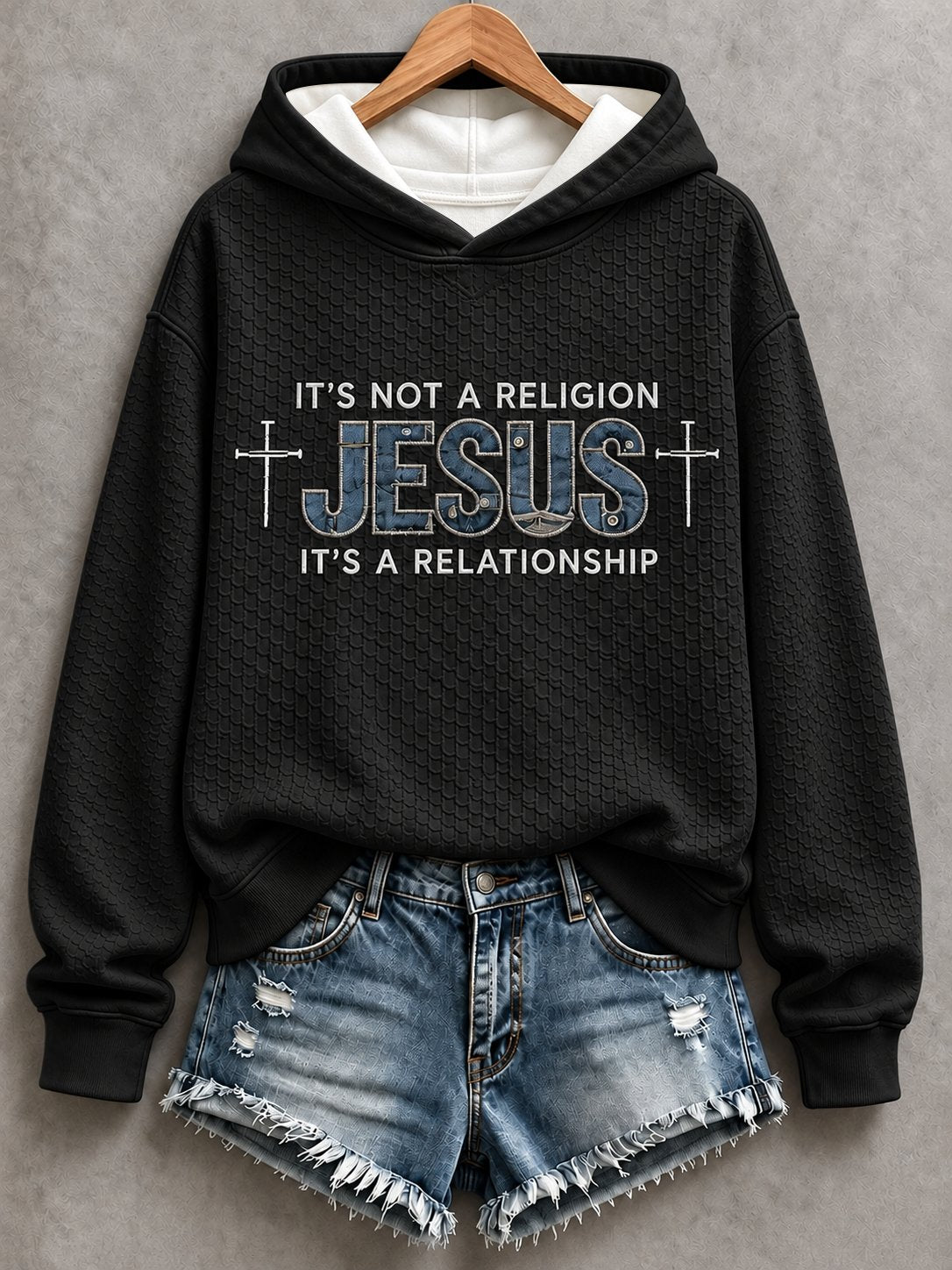 Women's Casual "Faith" Cross-Print Sweatshirt