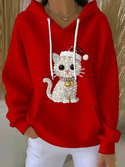 Women's Christmas Casual Animal Print Hoodie