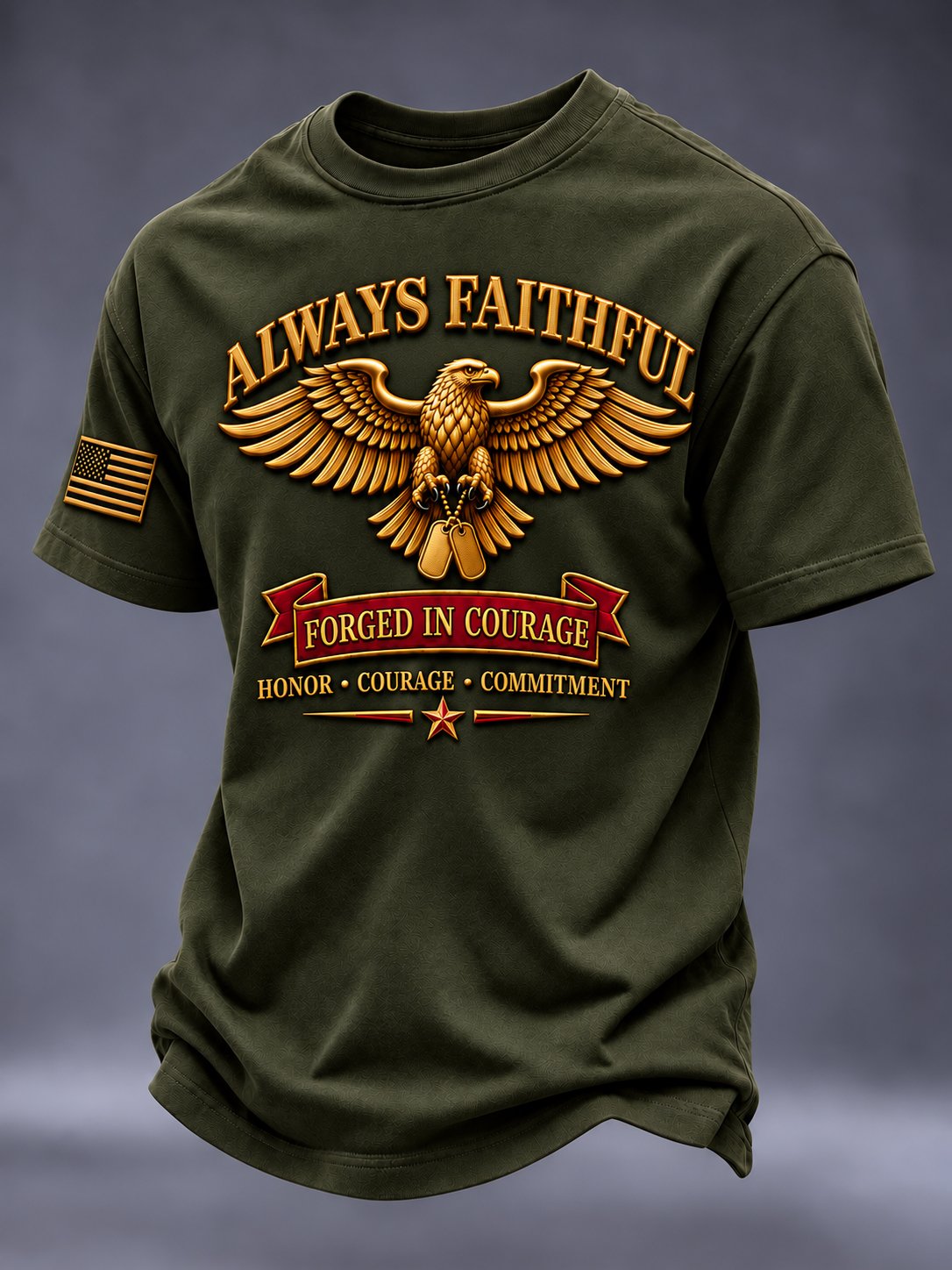 Men's Vintage U.S. Veteran Art Printed Short Sleeves T-Shirt