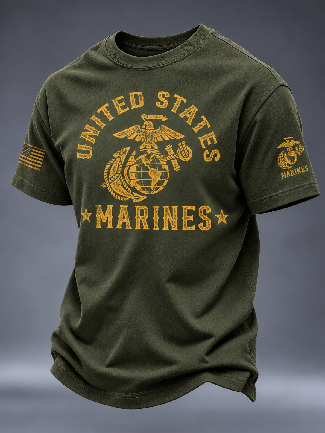 Men's Marines Veteran Art Printed T-Shirt