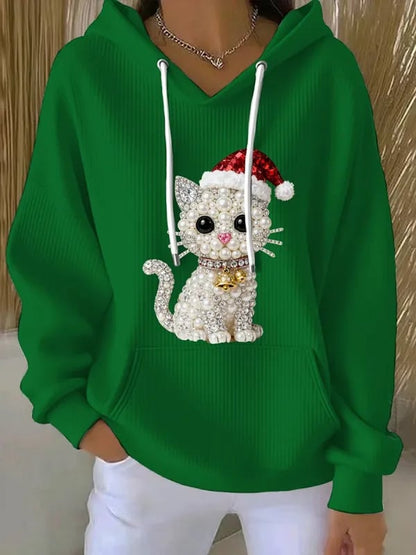 Women's Christmas Casual Animal Print Hoodie