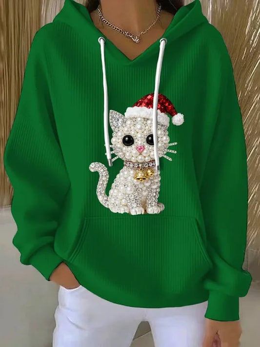 Women's Christmas Casual Animal Print Hoodie