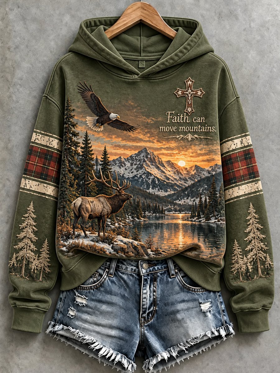 Women's Casual "Faith" Print Hoodie