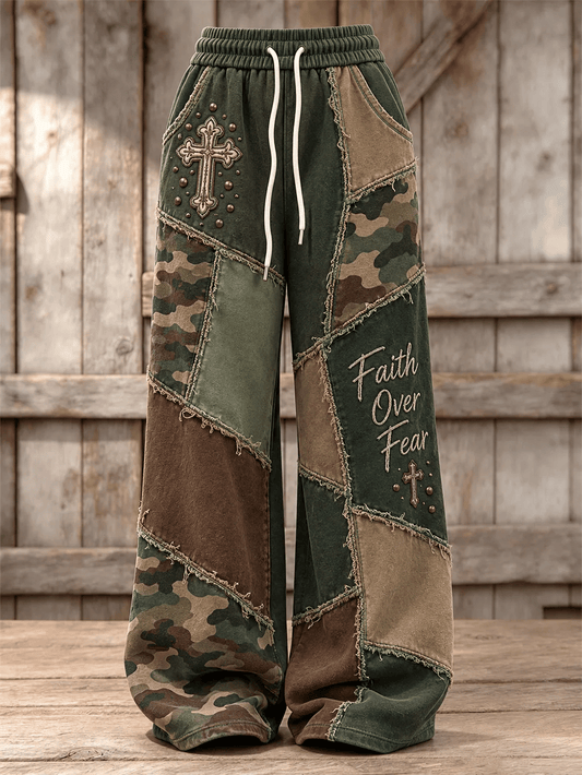Women's Camouflage Element Color Block Patchwork Design Casual Sweatpants