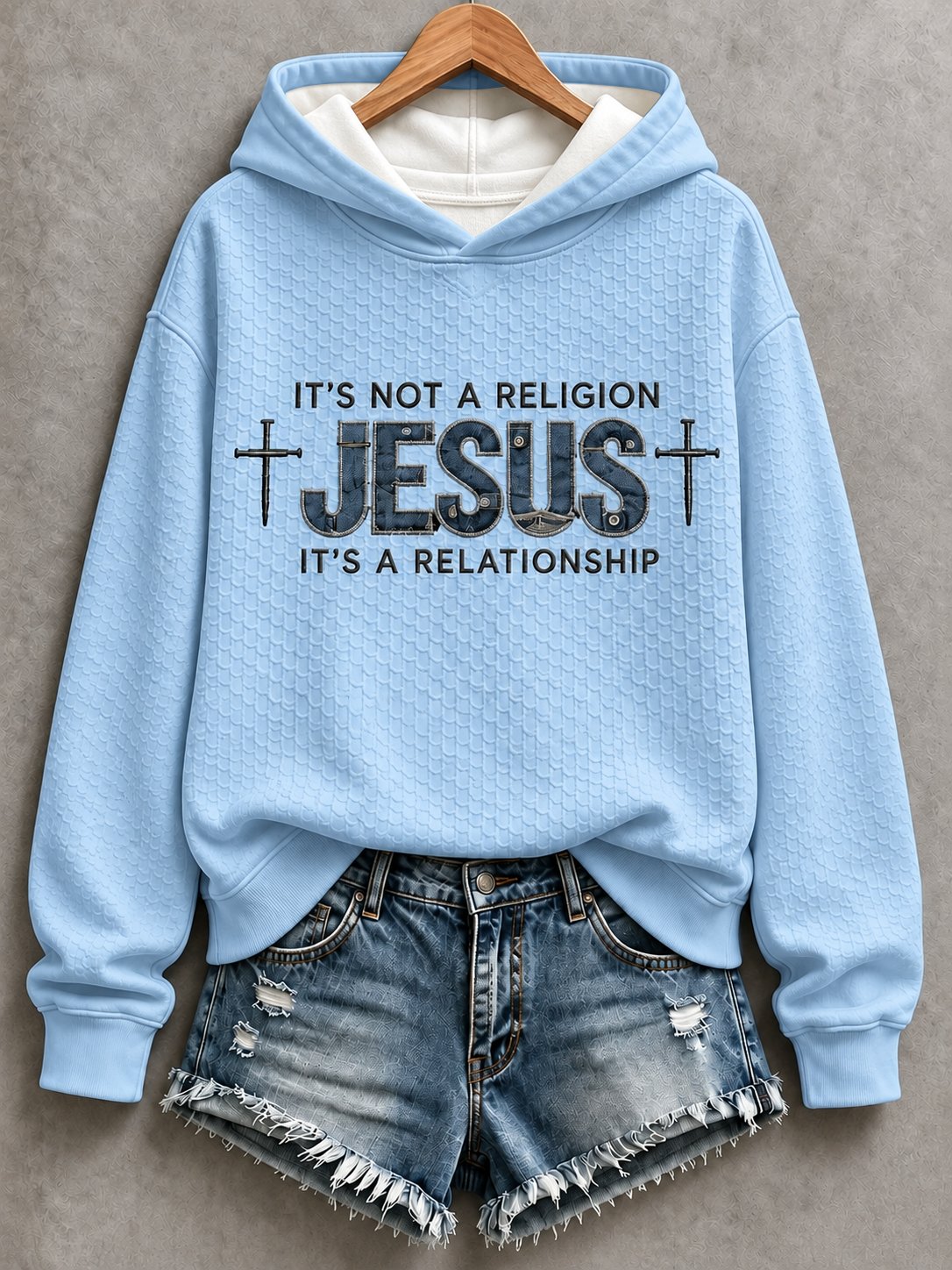 Women's Casual "Faith" Cross-Print Sweatshirt