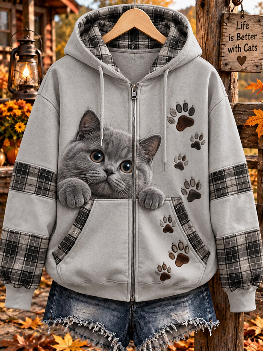 Women's Life Is Better With Cats Zip-Up Hoodie