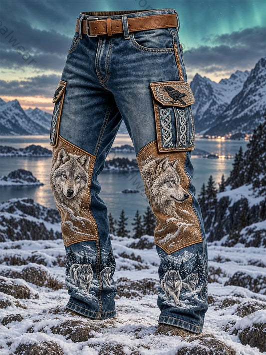 Men's Vintage Nordic VikingScandinavian Style Graphic Print Casual Cargo Pants