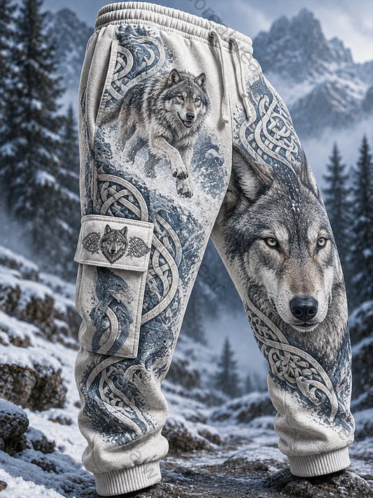 Men's Retro Nordic VikingScandinavian Style Graphic Print Casual Sweatpants
